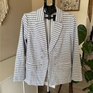 J. Jill White and Blue Knit Top